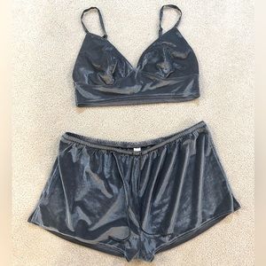 Blue Corduroy Bralette and Shorts